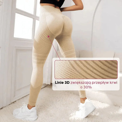 MOVVEA 3D Legginsy Beżowe