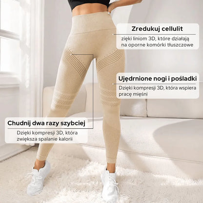 MOVVEA 3D Legginsy Beżowe