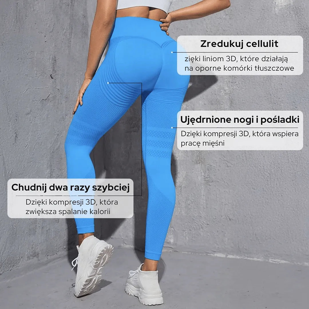 MOVVEA 3D Legginsy Niebieskie